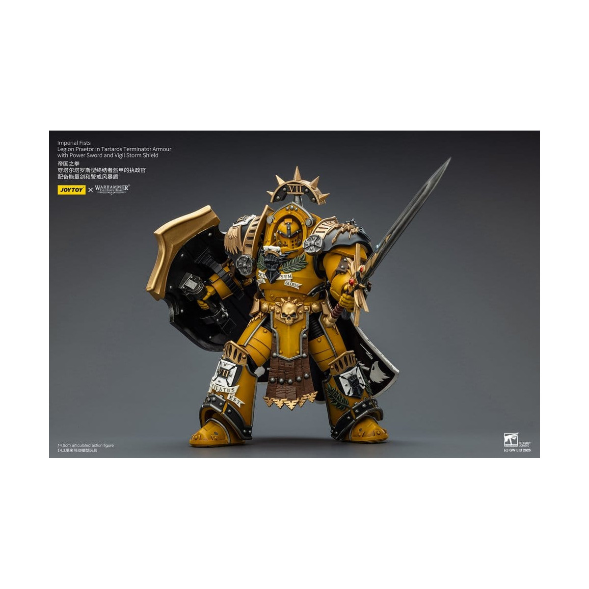 Joytoy - Warhammer - Imperial Fists - Pretore della Legione in Armatura Tartaros Terminator con Spada di Potenza e Scudo Tempora