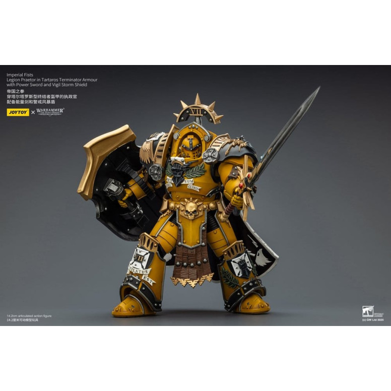 Joytoy - Warhammer - Imperial Fists - Pretore della Legione in Armatura Tartaros Terminator con Spada di Potenza e Scudo Tempora