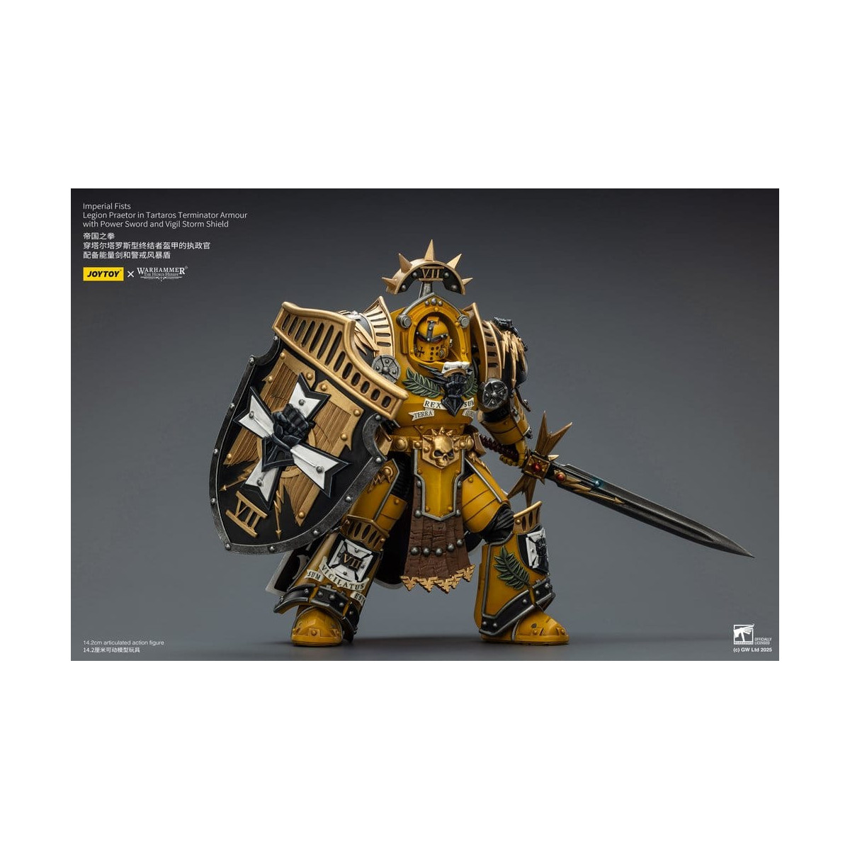 Joytoy - Warhammer - Imperial Fists - Pretore della Legione in Armatura Tartaros Terminator con Spada di Potenza e Scudo Tempora