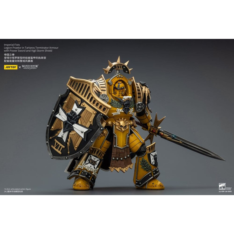 Joytoy - Warhammer - Imperial Fists - Pretore della Legione in Armatura Tartaros Terminator con Spada di Potenza e Scudo Tempora