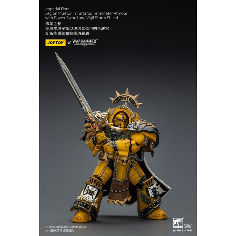 Joytoy - Warhammer - Imperial Fists - Pretore della Legione in Armatura Tartaros Terminator con Spada di Potenza e Scudo Tempora