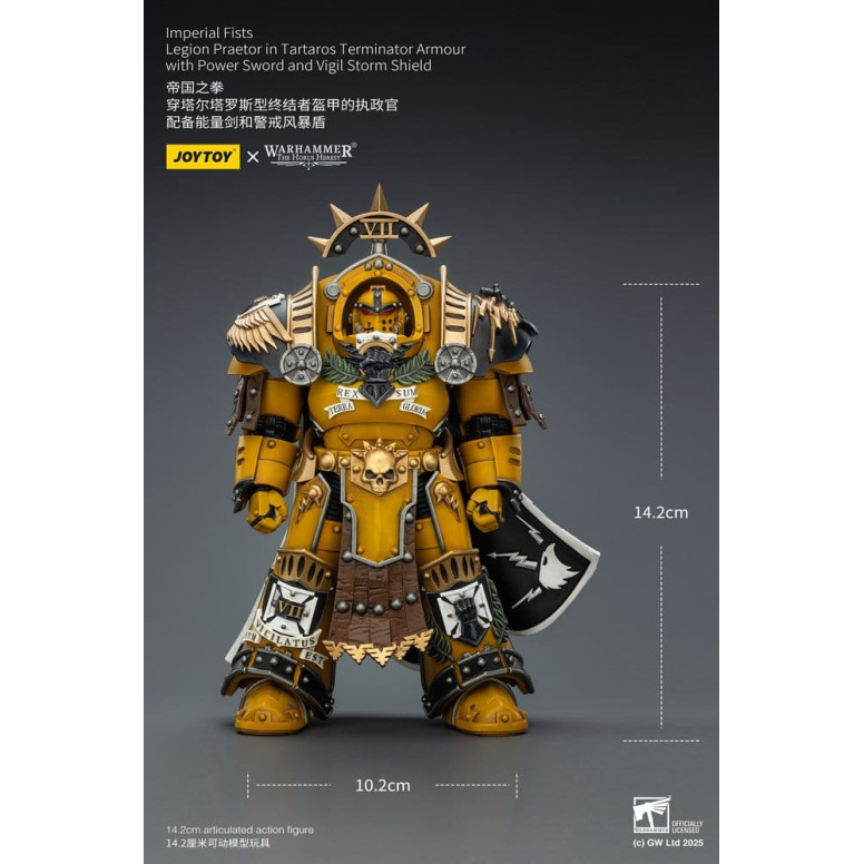 Joytoy - Warhammer - Imperial Fists - Pretore della Legione in Armatura Tartaros Terminator con Spada di Potenza e Scudo Tempora