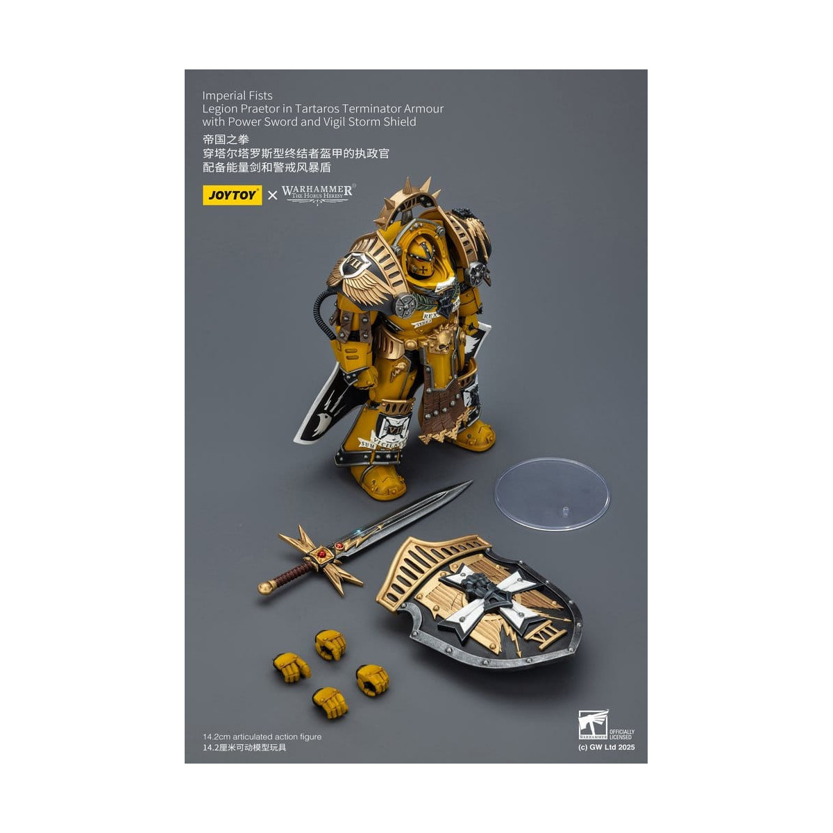 Joytoy - Warhammer - Imperial Fists - Pretore della Legione in Armatura Tartaros Terminator con Spada di Potenza e Scudo Tempora