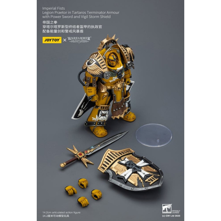 Joytoy - Warhammer - Imperial Fists - Pretore della Legione in Armatura Tartaros Terminator con Spada di Potenza e Scudo Tempora