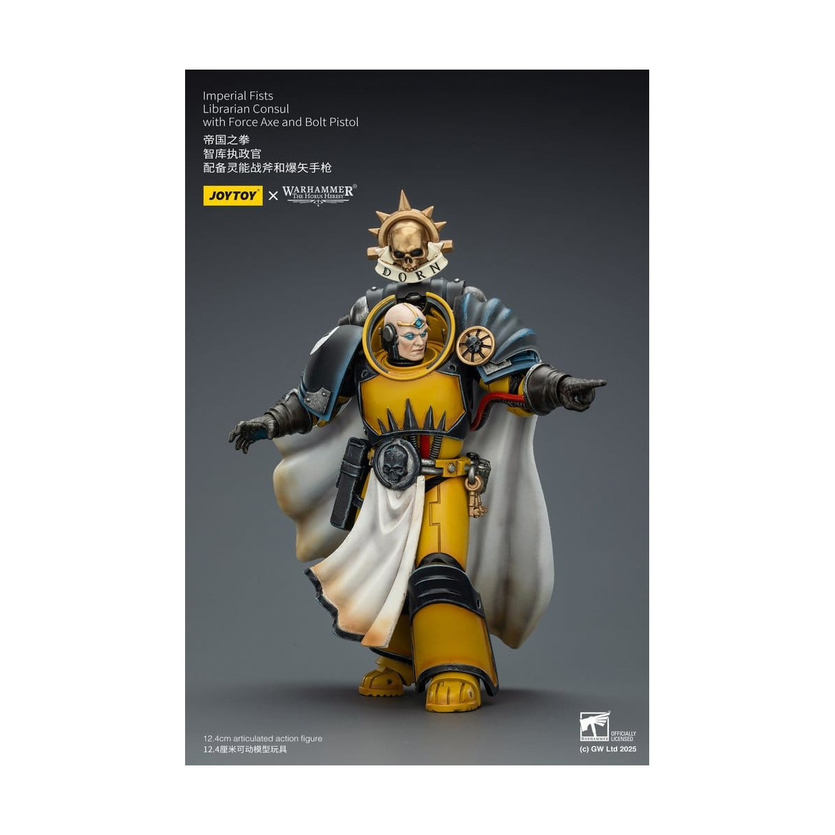 Joytoy - Warhammer - Imperial Fists - Console bibliotecario con ascia di forza e pistola bolt 1/18
