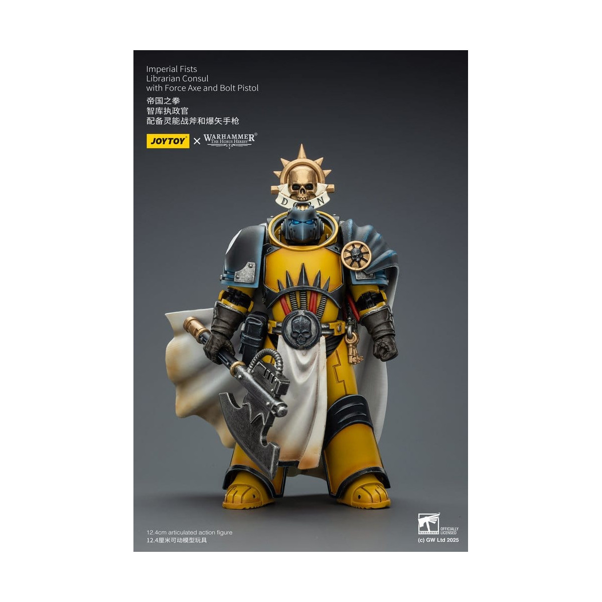 Joytoy - Warhammer - Imperial Fists - Console bibliotecario con ascia di forza e pistola bolt 1/18