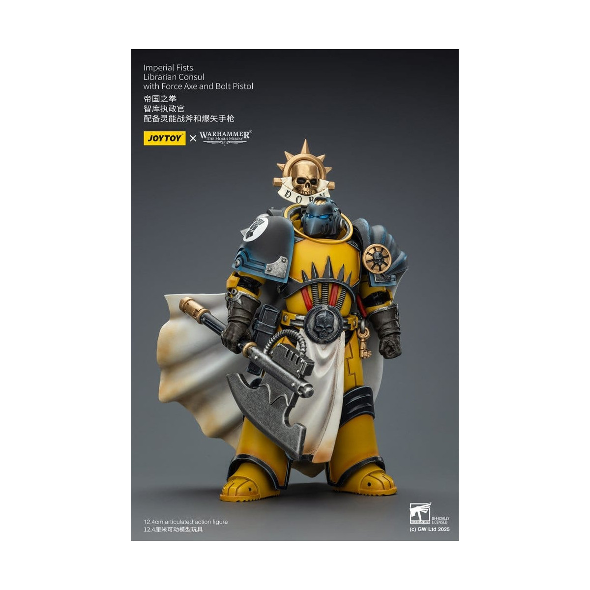 Joytoy - Warhammer - Imperial Fists - Console bibliotecario con ascia di forza e pistola bolt 1/18