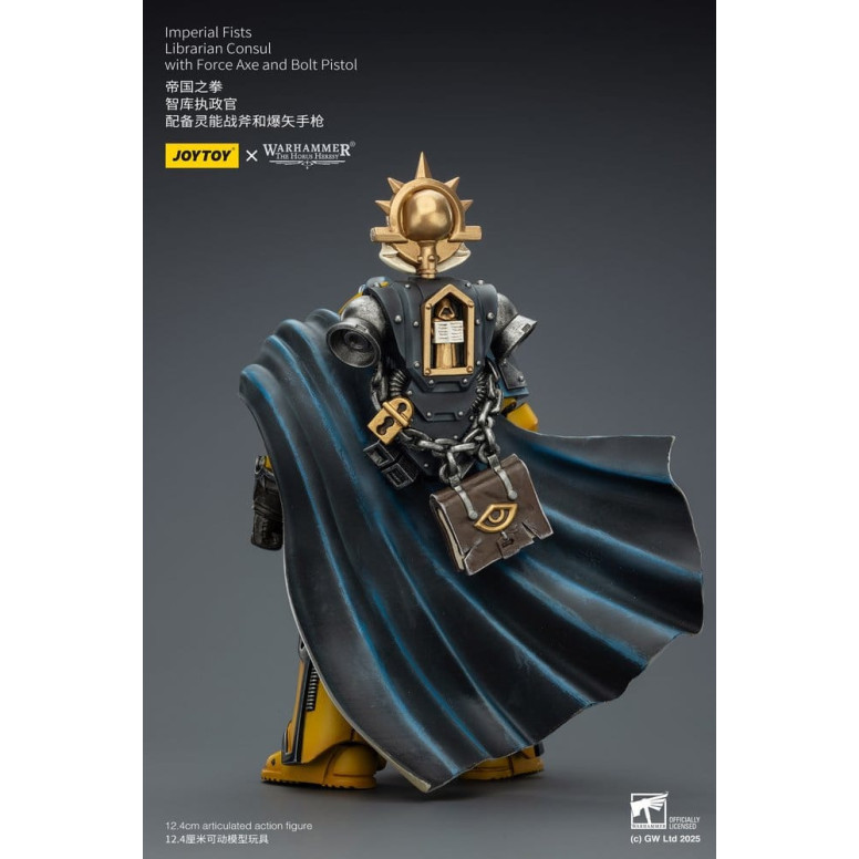 Joytoy - Warhammer - Imperial Fists - Console bibliotecario con ascia di forza e pistola bolt 1/18