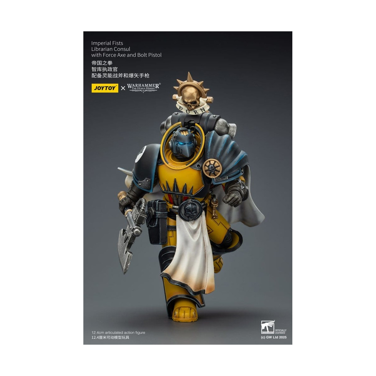 Joytoy - Warhammer - Imperial Fists - Console bibliotecario con ascia di forza e pistola bolt 1/18