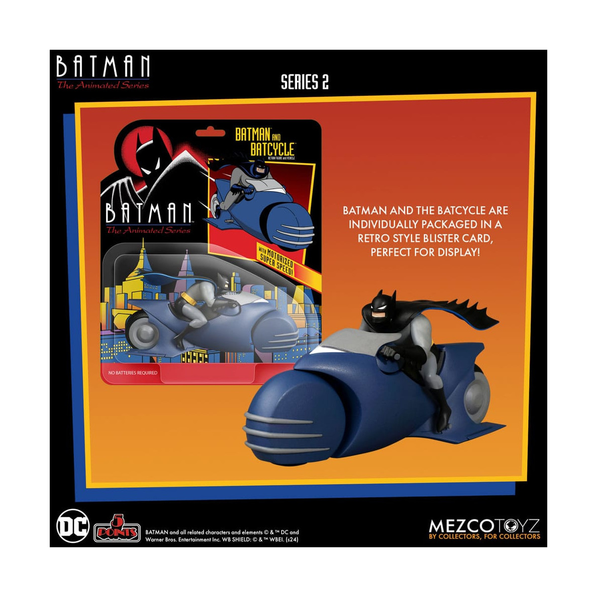 Mezco 5 Punti - DC Comics Batman: Animated Series - Batman & Batcycle - Serie 2