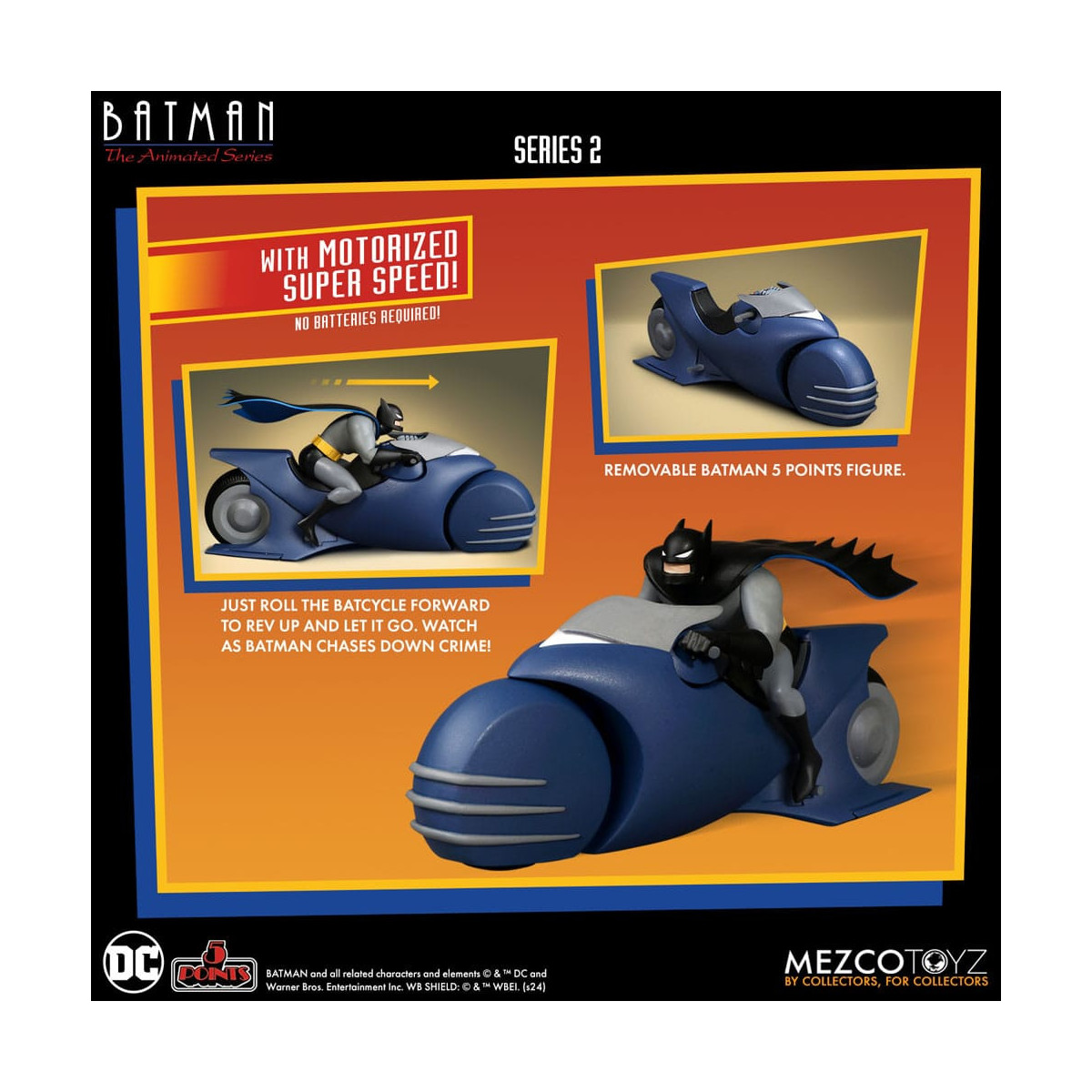 Mezco 5 Punti - DC Comics Batman: Animated Series - Batman & Batcycle - Serie 2