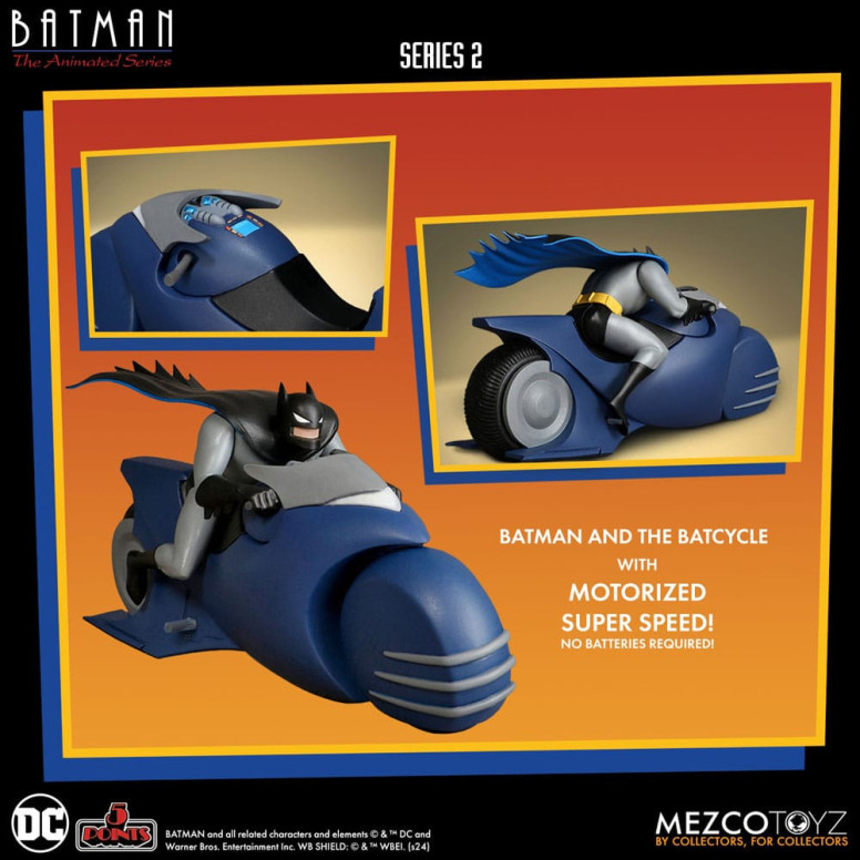 Mezco 5 Punti - DC Comics Batman: Animated Series - Batman & Batcycle - Serie 2