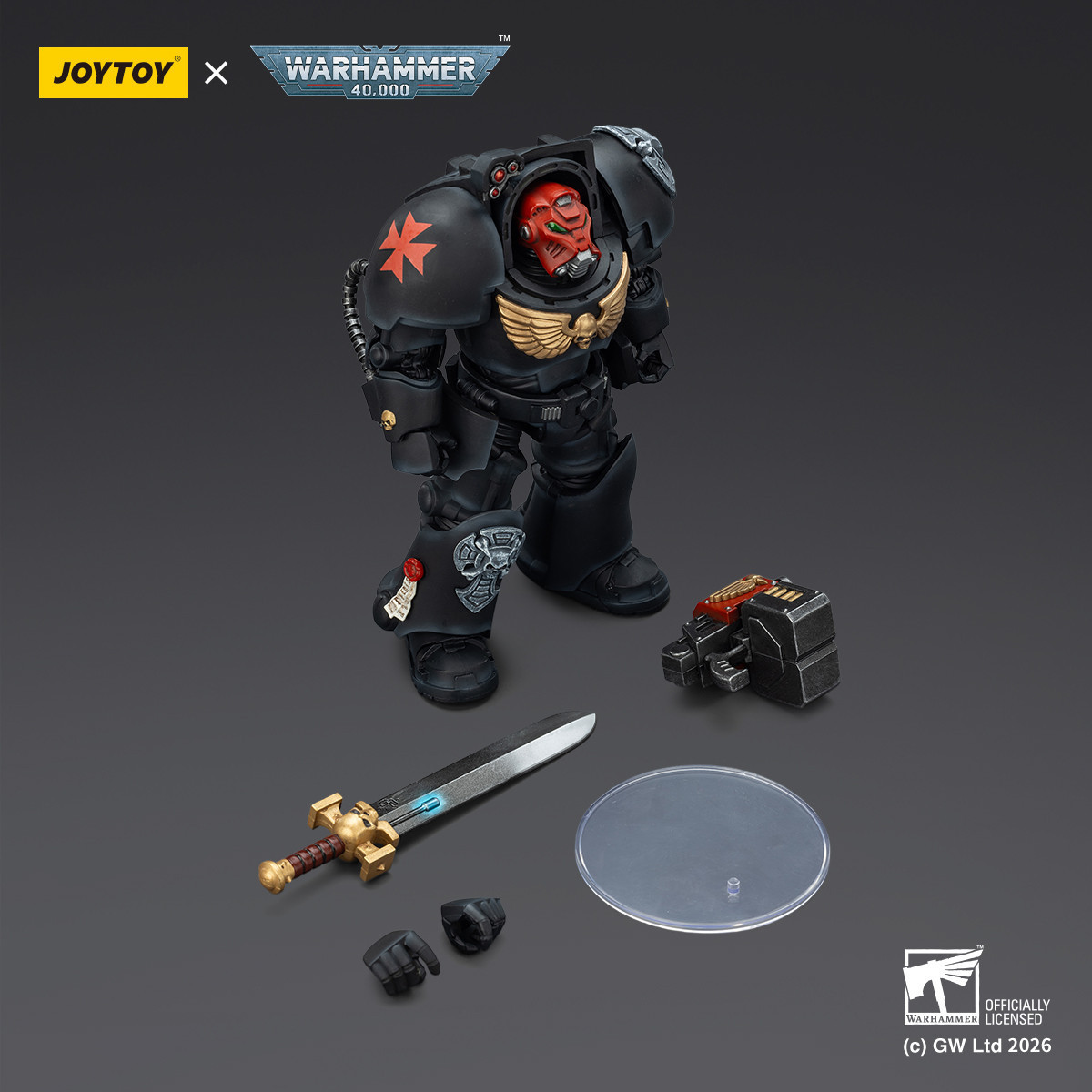 JoyToy Space Marines - Black Templars -Terminator 1 con Power Sword e Storm Bolter 1/18 - Warhammer 40K