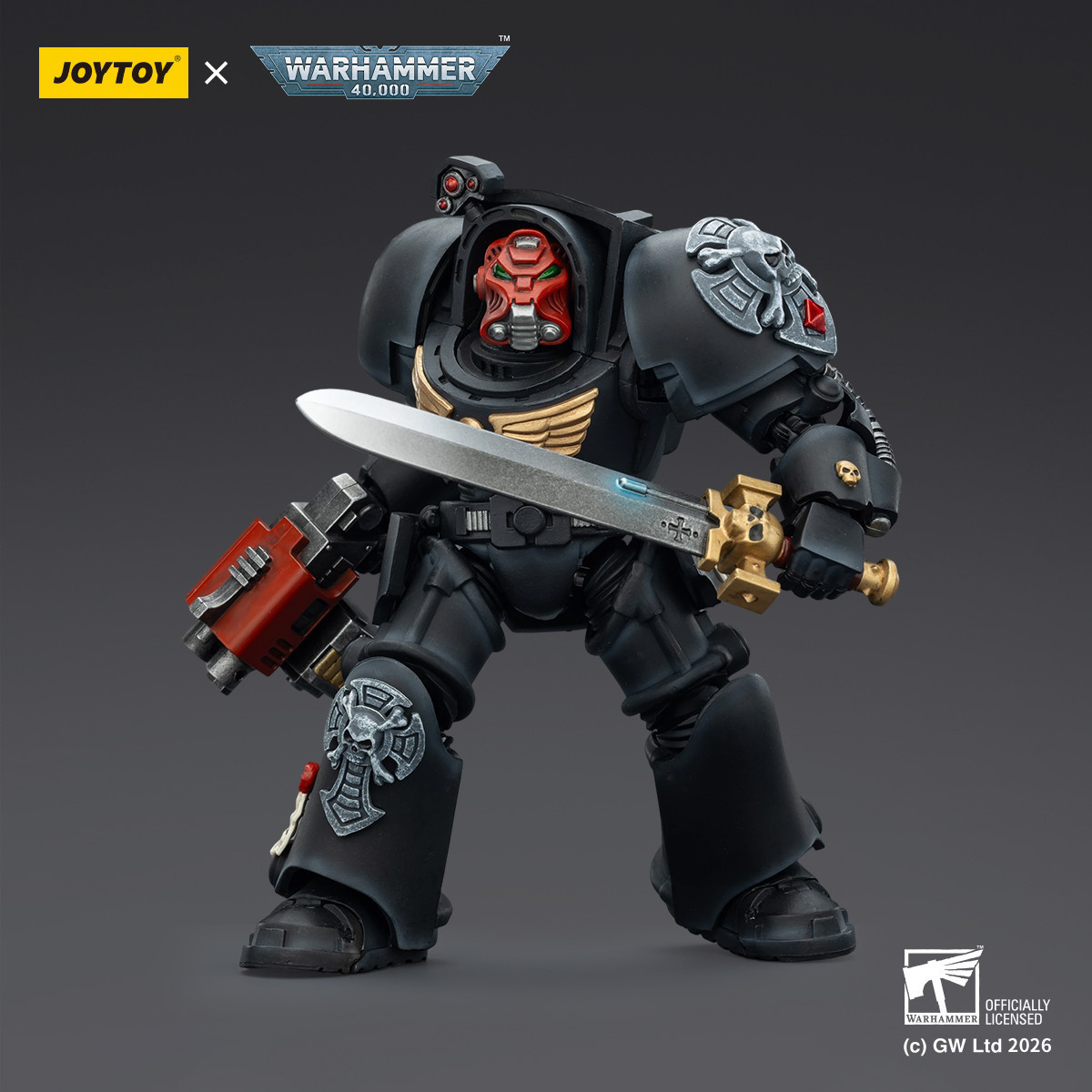 JoyToy Space Marines - Black Templars -Terminator 1 con Power Sword e Storm Bolter 1/18 - Warhammer 40K