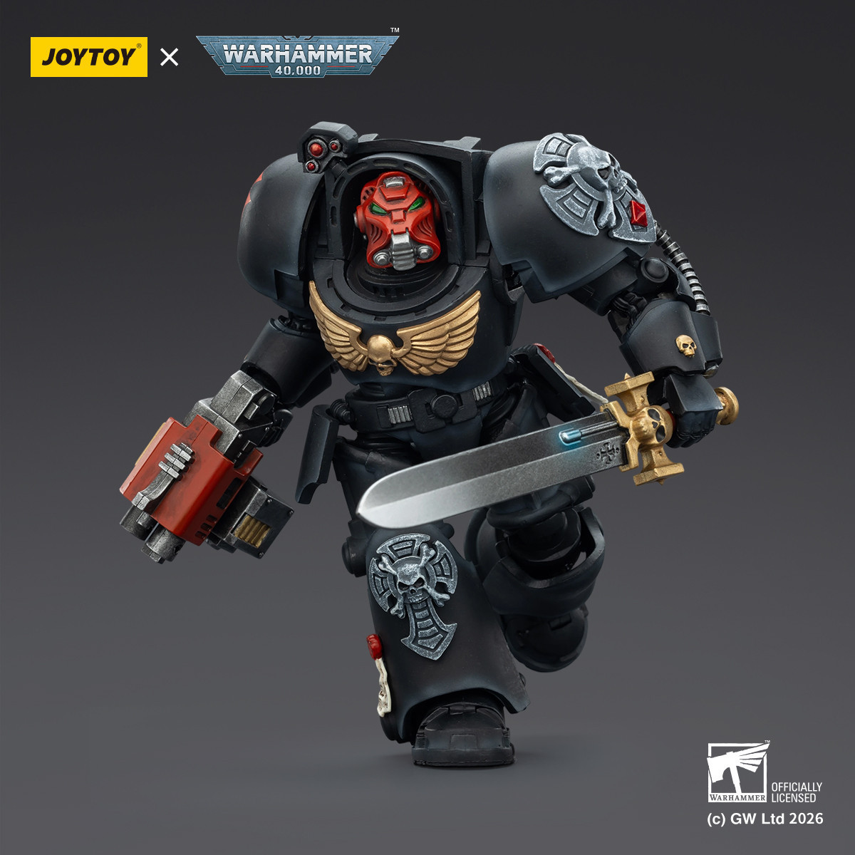 JoyToy Space Marines - Black Templars -Terminator 1 con Power Sword e Storm Bolter 1/18 - Warhammer 40K