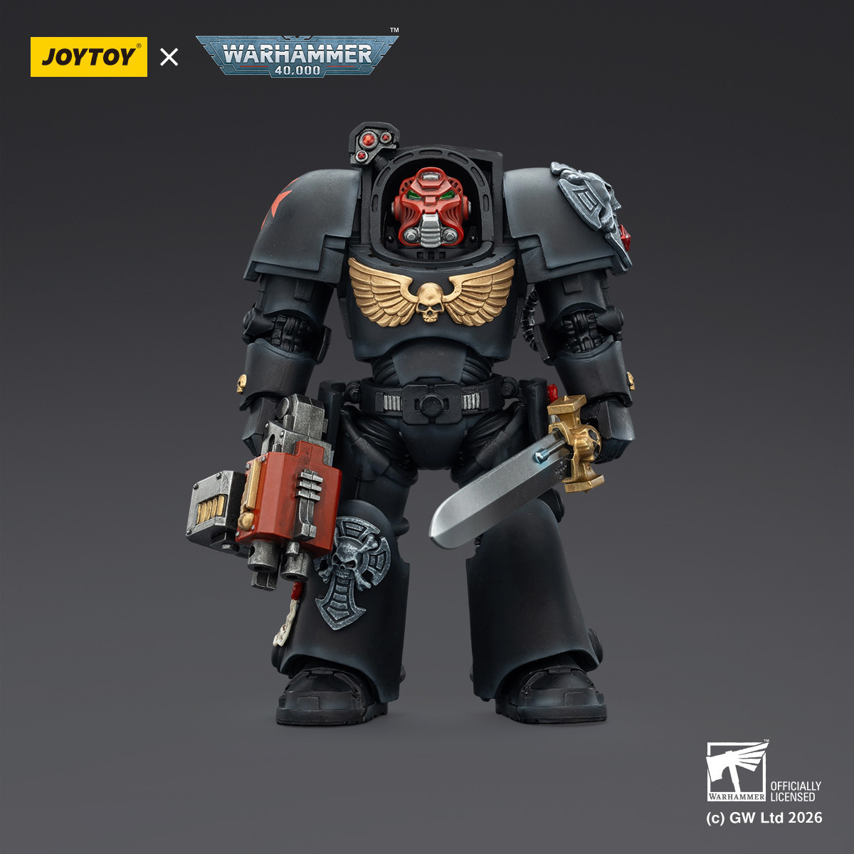 JoyToy Space Marines - Black Templars -Terminator 1 con Power Sword e Storm Bolter 1/18 - Warhammer 40K