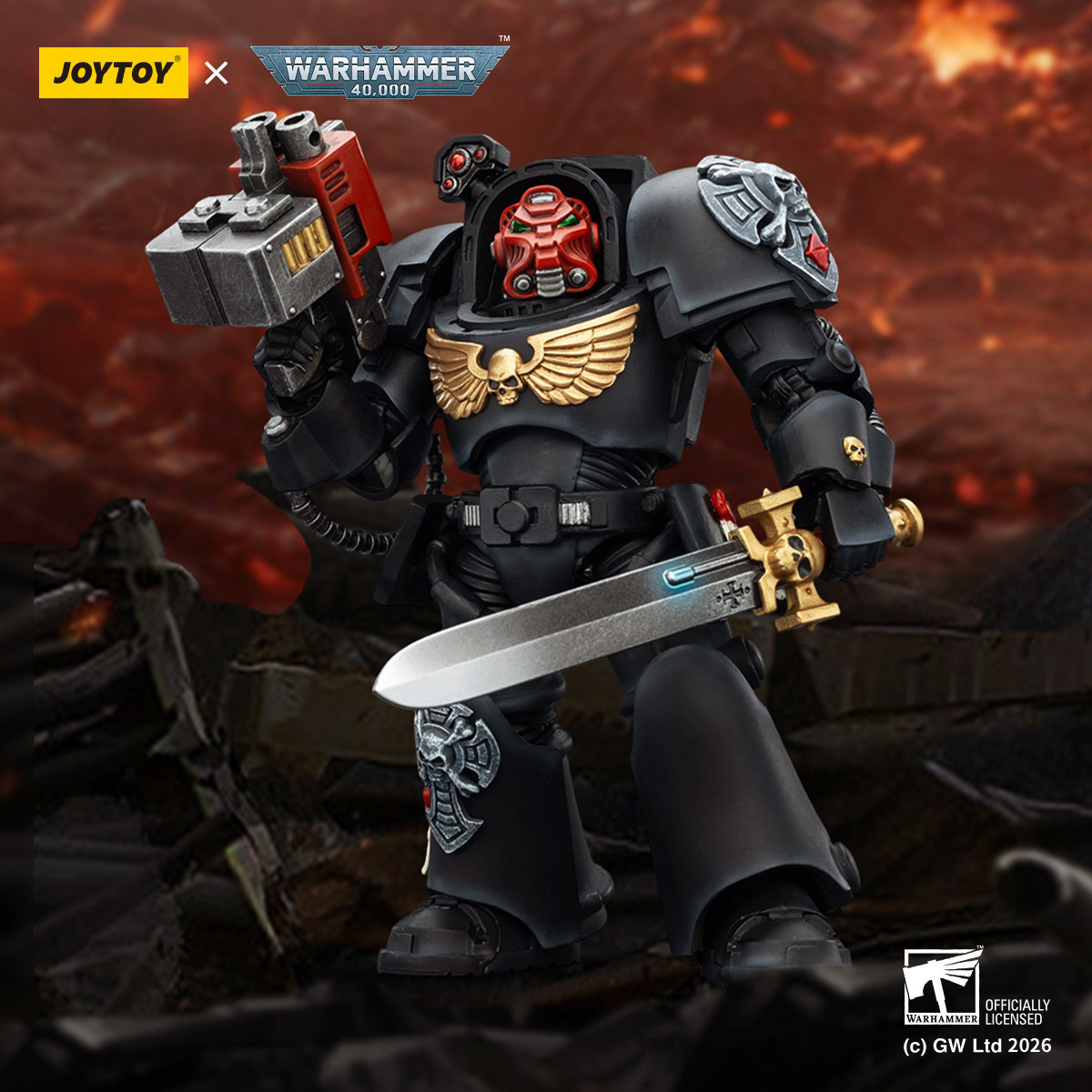 JoyToy Space Marines - Black Templars -Terminator 1 con Power Sword e Storm Bolter 1/18 - Warhammer 40K