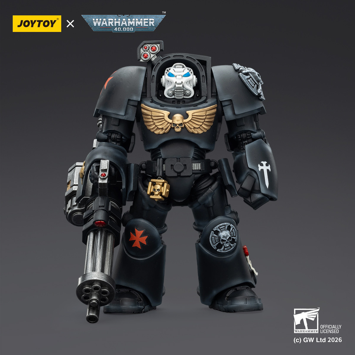 JoyToy Space Marines - Black Templars - Terminator 3 con Power Fist e Cannone d'Assalto 1/18 - Warhammer 40K