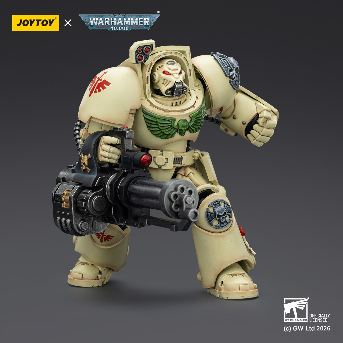 JoyToy Space Marines - Dark Angels - Deathwing Terminator 3 con Power Fist e Cannone d'Assalto 1/18 - Warhammer 40k
