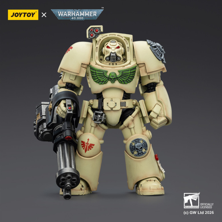 JoyToy Space Marines - Dark Angels - Deathwing Terminator 3 con Power Fist e Cannone d'Assalto 1/18 - Warhammer 40k