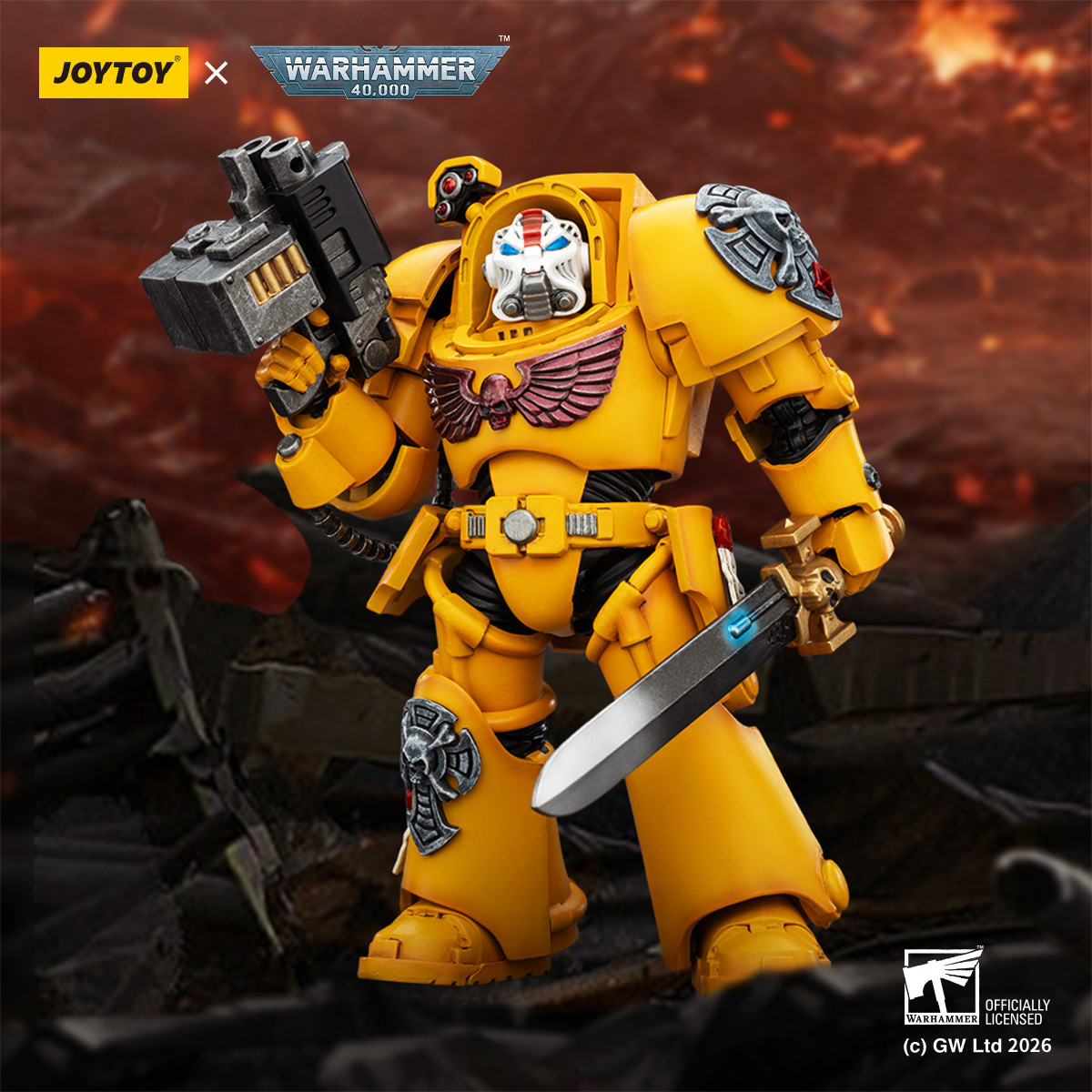 JoyToy Space Marines - Imperial Fists - Terminator 1 con Power Sword e Storm Bolter 1/18 - Warhammer 40k