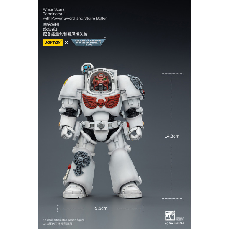 JoyToy Space Marines - White Scars - Terminator 1 con Power Sword e Storm Bolter 1/18 - Warhammer 40k