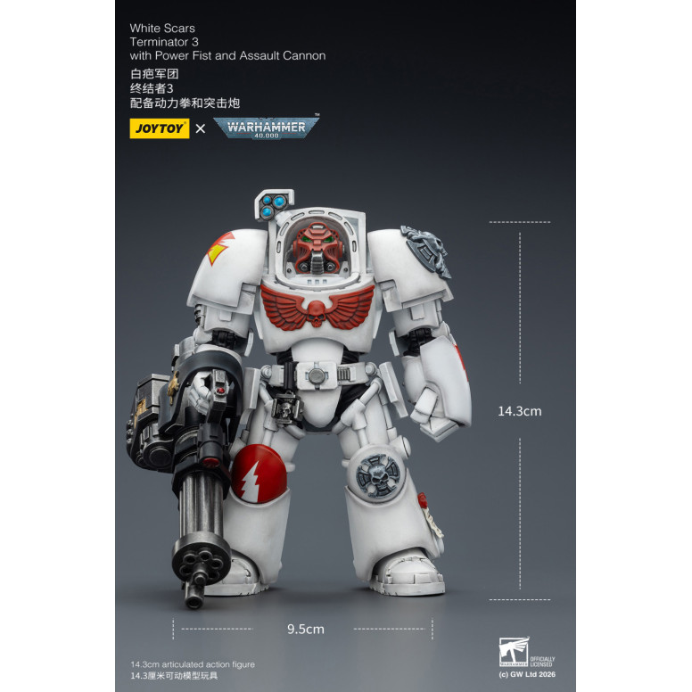 JoyToy Space Marines - White Scars - Terminator 3 con Power Fist e Cannone d'Assalto 1/18 - Warhammer 40k