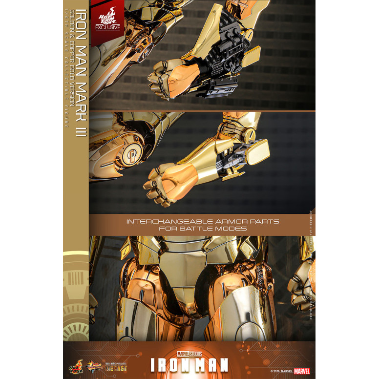 Hot Toys Marvel - Iron Man Mark III (Versione Oro e Oro Rame) Die Cast MMS 1/6 - Esclusiva Hot Toys