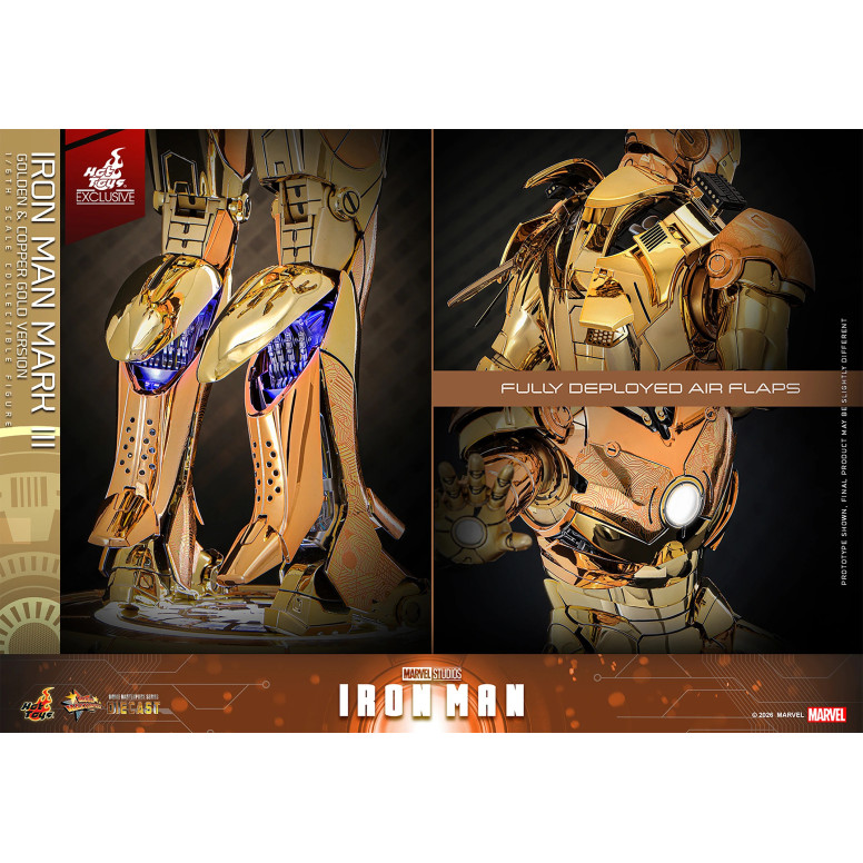 Hot Toys Marvel - Iron Man Mark III (Versione Oro e Oro Rame) Die Cast MMS 1/6 - Esclusiva Hot Toys