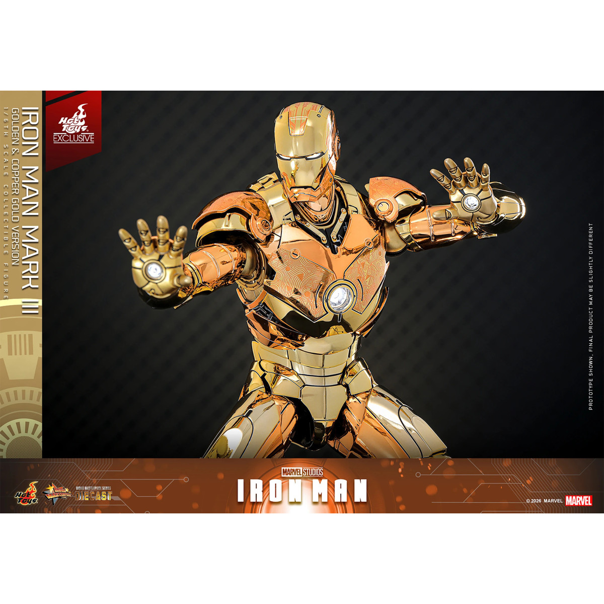 Hot Toys Marvel - Iron Man Mark III (Versione Oro e Oro Rame) Die Cast MMS 1/6 - Esclusiva Hot Toys