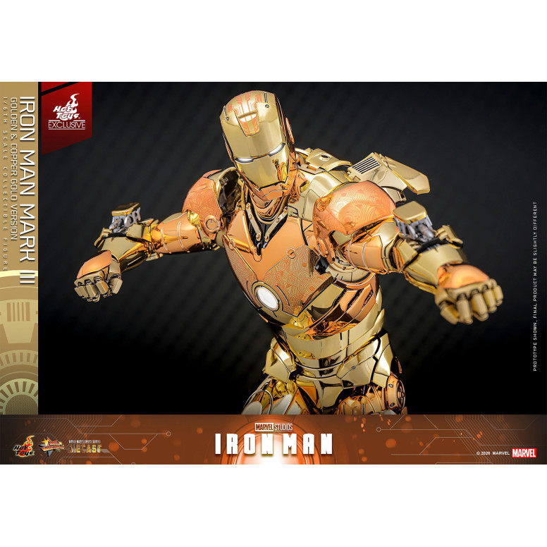 Hot Toys Marvel - Iron Man Mark III (Versione Oro e Oro Rame) Die Cast MMS 1/6 - Esclusiva Hot Toys