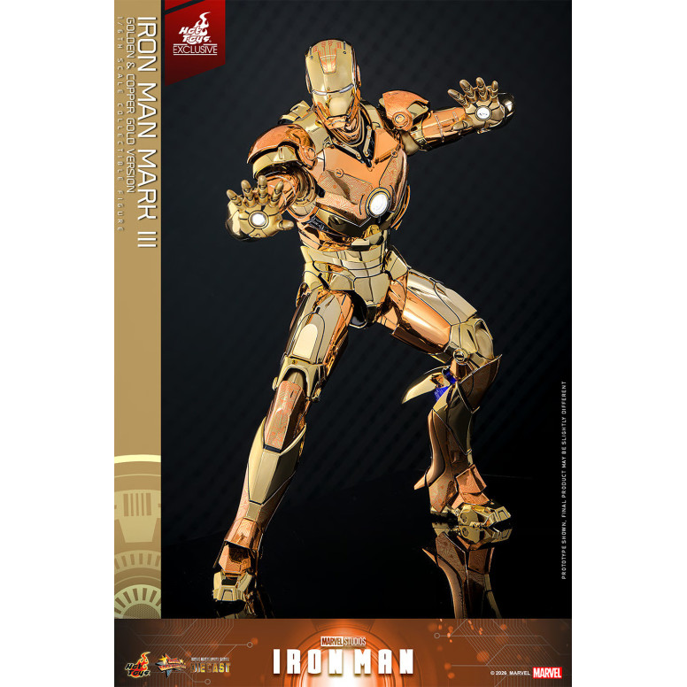 Hot Toys Marvel - Iron Man Mark III (Versione Oro e Oro Rame) Die Cast MMS 1/6 - Esclusiva Hot Toys