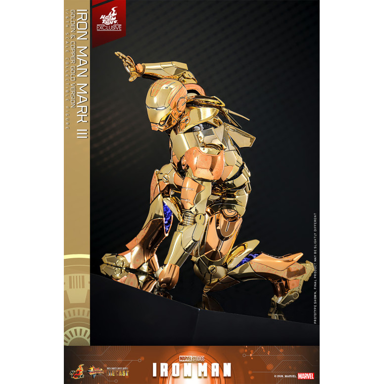 Hot Toys Marvel - Iron Man Mark III (Versione Oro e Oro Rame) Die Cast MMS 1/6 - Esclusiva Hot Toys