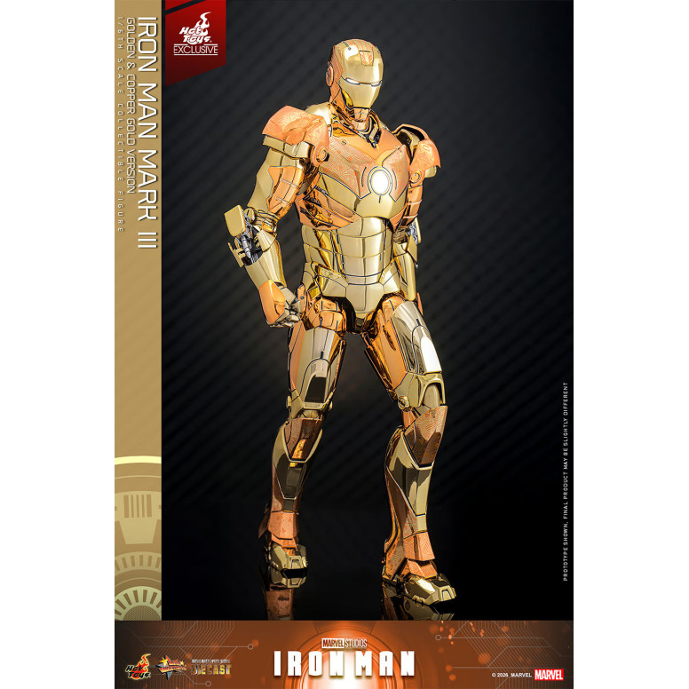 Hot Toys Marvel - Iron Man Mark III (Versione Oro e Oro Rame) Die Cast MMS 1/6 - Esclusiva Hot Toys
