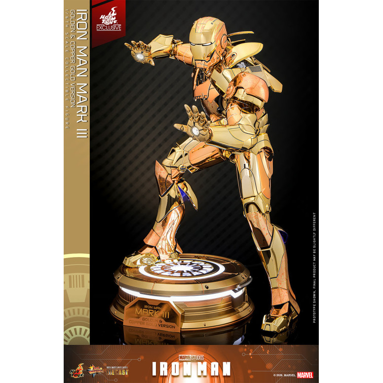 Hot Toys Marvel - Iron Man Mark III (Versione Oro e Oro Rame) Die Cast MMS 1/6 - Esclusiva Hot Toys
