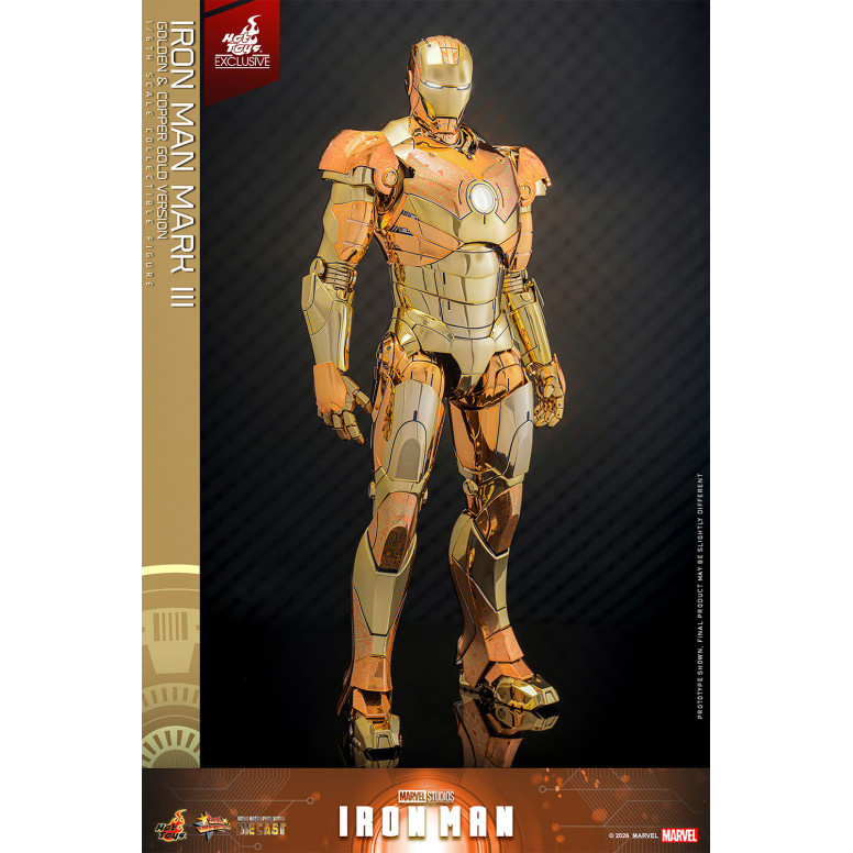 Hot Toys Marvel - Iron Man Mark III (Versione Oro e Oro Rame) Die Cast MMS 1/6 - Esclusiva Hot Toys