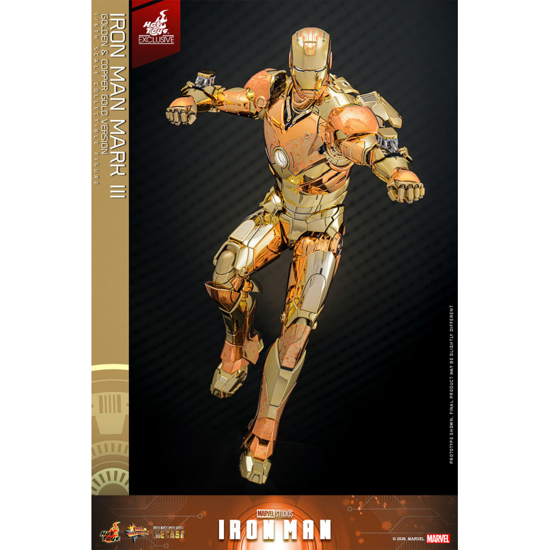 Hot Toys Marvel - Iron Man Mark III (Versione Oro e Oro Rame) Die Cast MMS 1/6 - Esclusiva Hot Toys