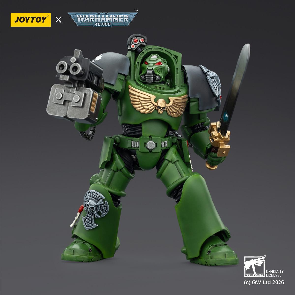 JoyToy Space Marines - Salamanders - Terminator 1 con Power Sword e Storm Bolter 1/18 - Warhammer 40k