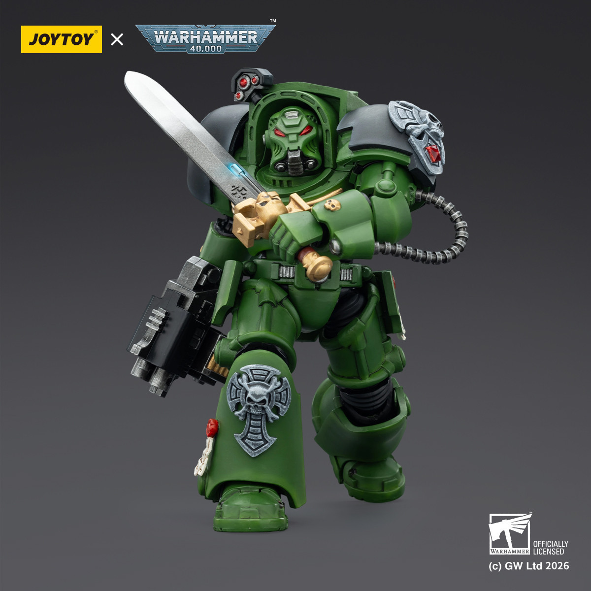 JoyToy Space Marines - Salamanders - Terminator 1 con Power Sword e Storm Bolter 1/18 - Warhammer 40k