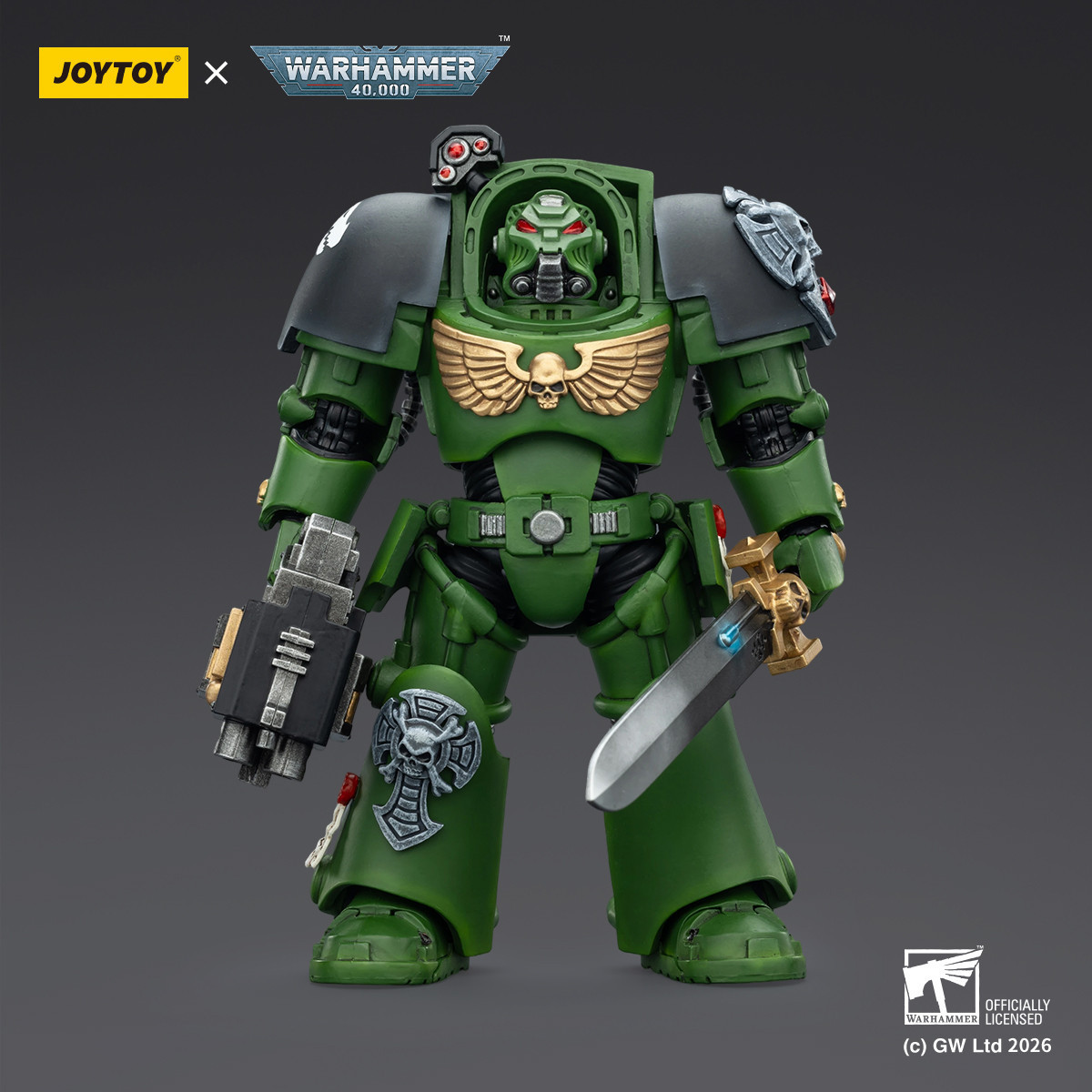 JoyToy Space Marines - Salamanders - Terminator 1 con Power Sword e Storm Bolter 1/18 - Warhammer 40k