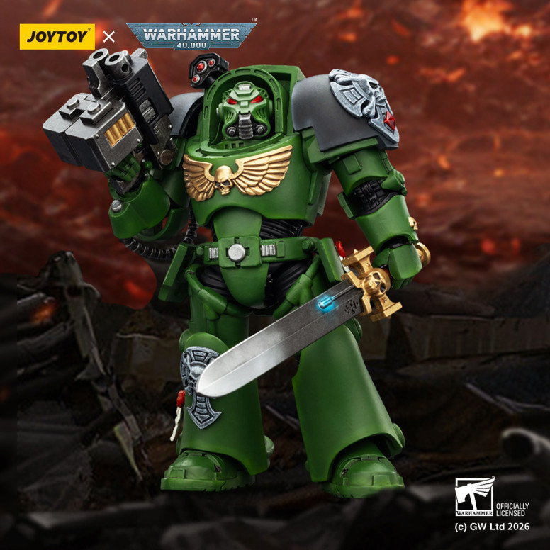 JoyToy Space Marines - Salamanders - Terminator 1 con Power Sword e Storm Bolter 1/18 - Warhammer 40k