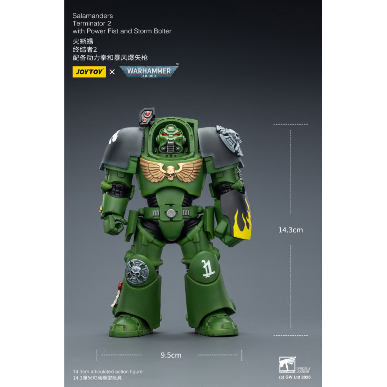 JoyToy Space Marines - Salamanders - Terminator 2 con Power Fist e Storm Bolter 1/18 - Warhammer 40k