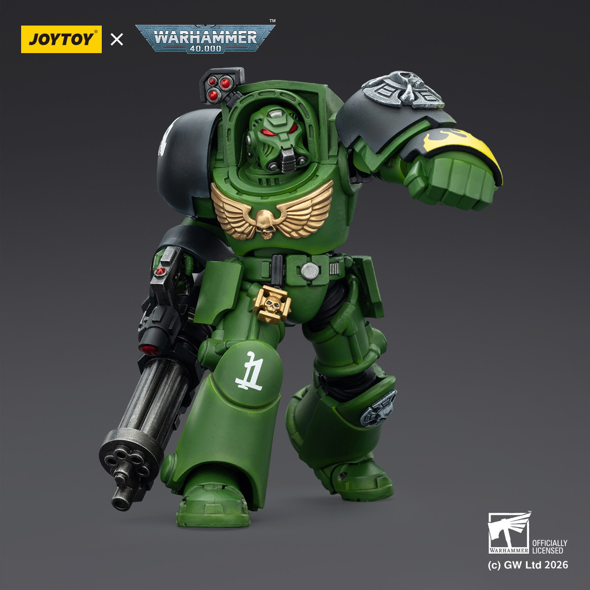 JoyToy Space Marines - Salamanders - Terminator 3 con Power Fist e Cannone d'Assalto 1/18 - Warhammer 40k