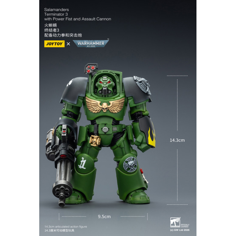 JoyToy Space Marines - Salamanders - Terminator 3 con Power Fist e Cannone d'Assalto 1/18 - Warhammer 40k
