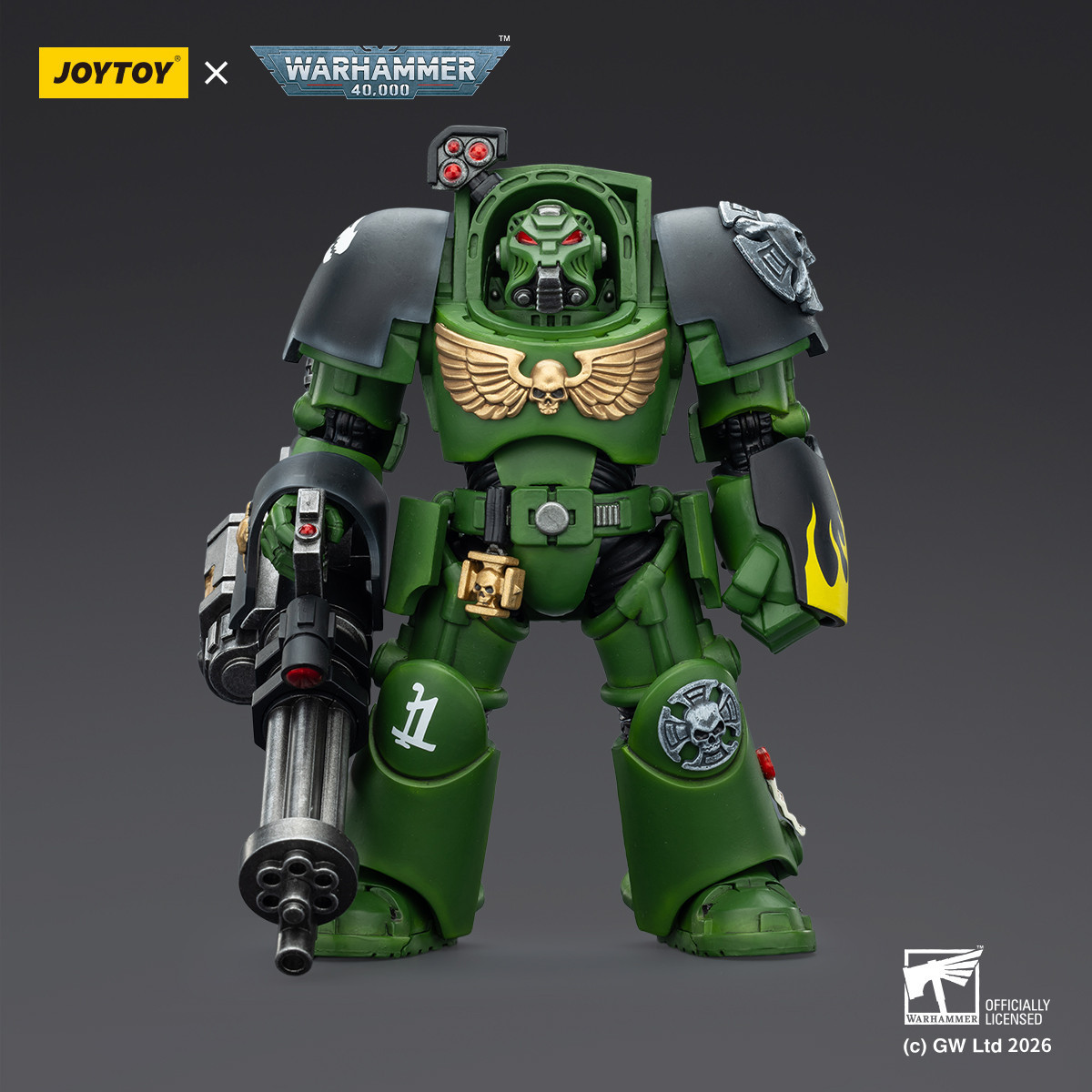 JoyToy Space Marines - Salamanders - Terminator 3 con Power Fist e Cannone d'Assalto 1/18 - Warhammer 40k