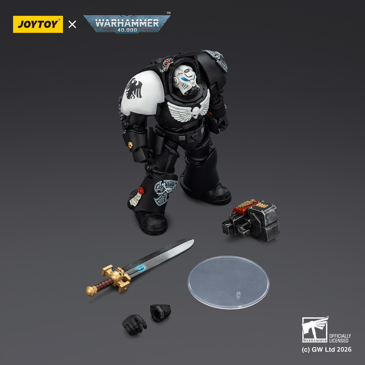JoyToy Space Marines - Guardia Corvo - Terminator 1 con Spada di Potenza e Bolter Temporale 1/18 - Warhammer 40k