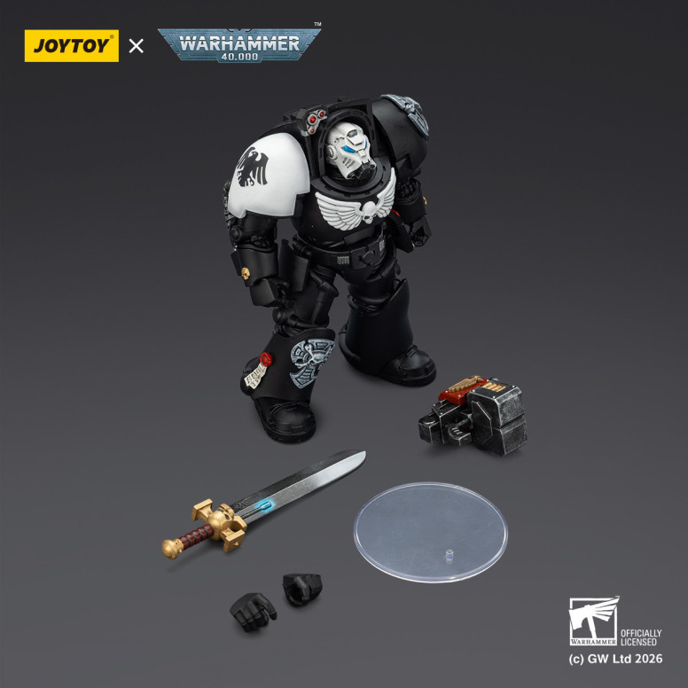 JoyToy Space Marines - Guardia Corvo - Terminator 1 con Spada di Potenza e Bolter Temporale 1/18 - Warhammer 40k