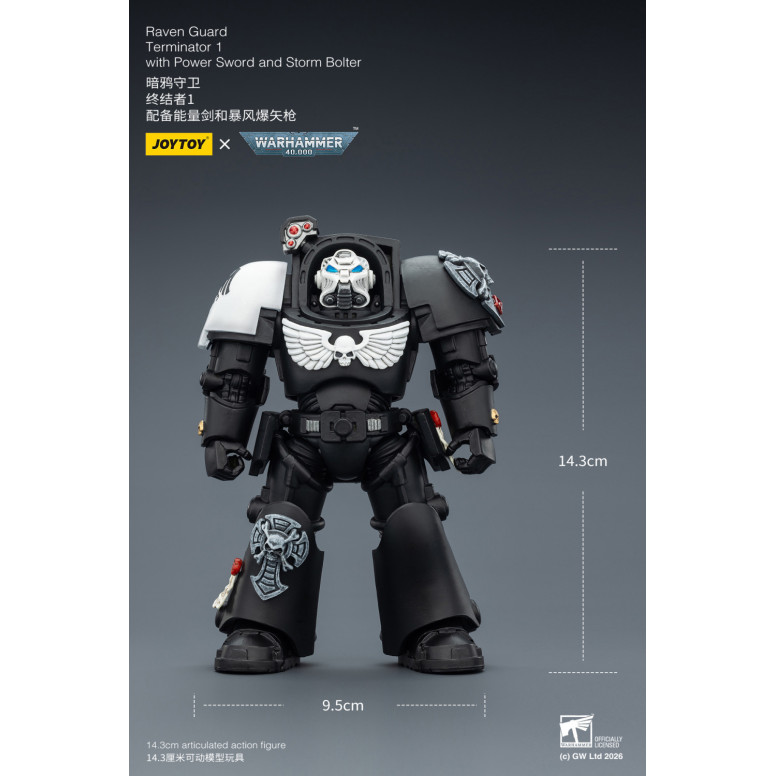 JoyToy Space Marines - Guardia Corvo - Terminator 1 con Spada di Potenza e Bolter Temporale 1/18 - Warhammer 40k