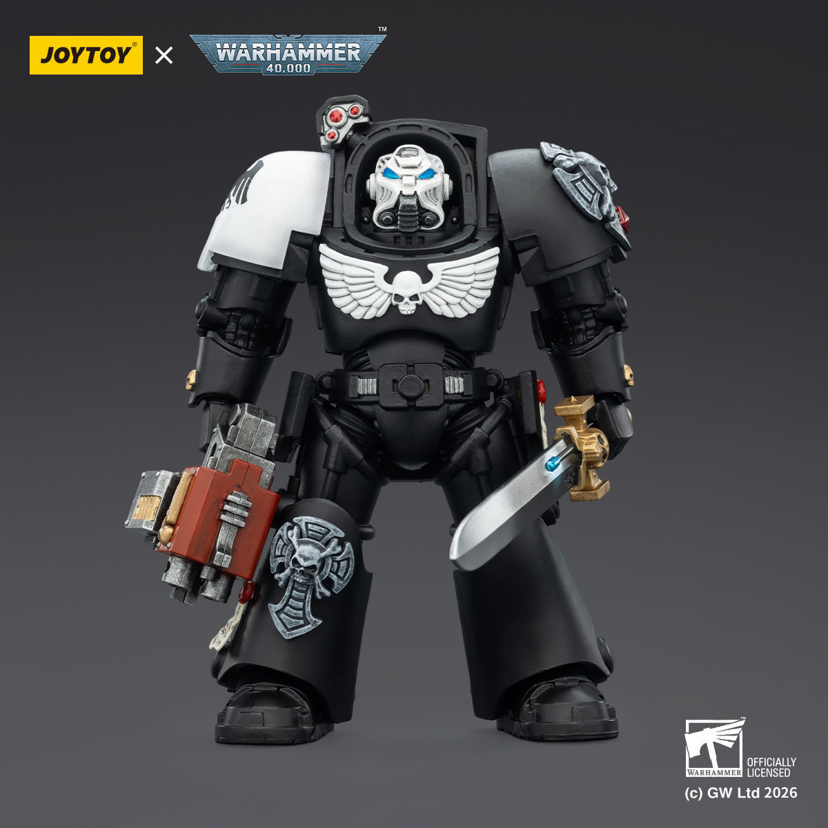 JoyToy Space Marines - Guardia Corvo - Terminator 1 con Spada di Potenza e Bolter Temporale 1/18 - Warhammer 40k