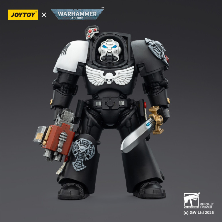 JoyToy Space Marines - Guardia Corvo - Terminator 1 con Spada di Potenza e Bolter Temporale 1/18 - Warhammer 40k